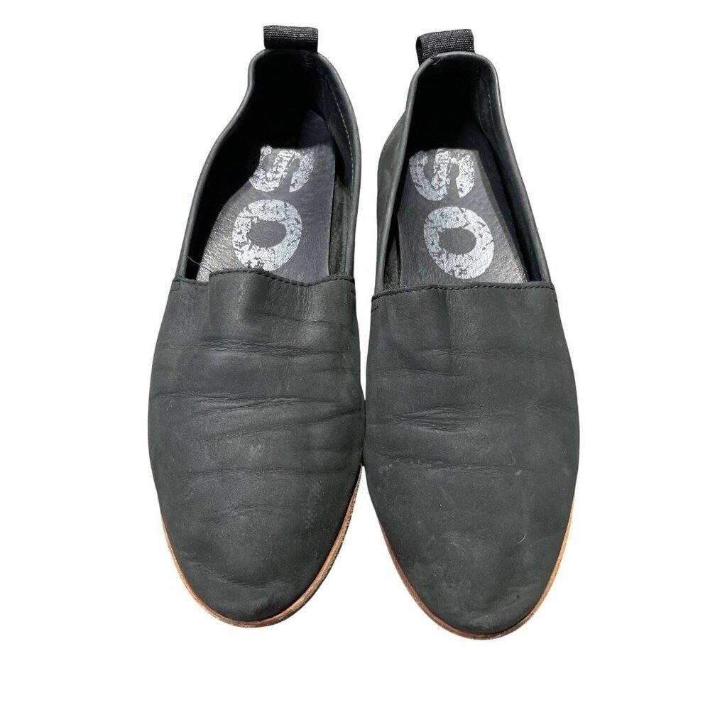 Sorel Ella Shoes Womens Size 9 Black Suede Leather Slip On Flat‎